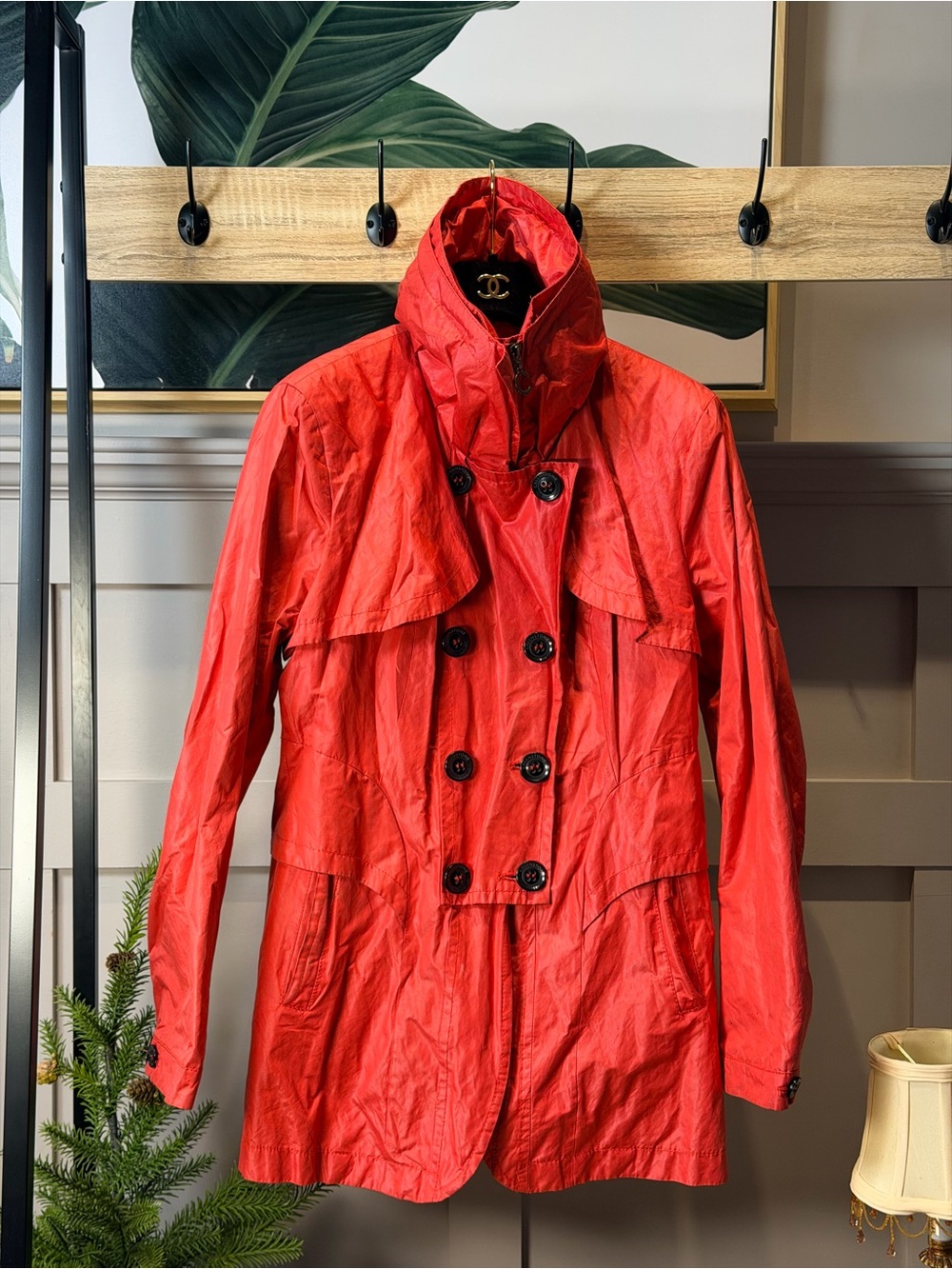 Creenstone Womens Jacket Coat Size 40 / M Red Zip Up Full Zip Long Trench
